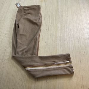 Wild Honey Taupe Jeggings Pants Size Large Zipper Leg Stripe Accent New